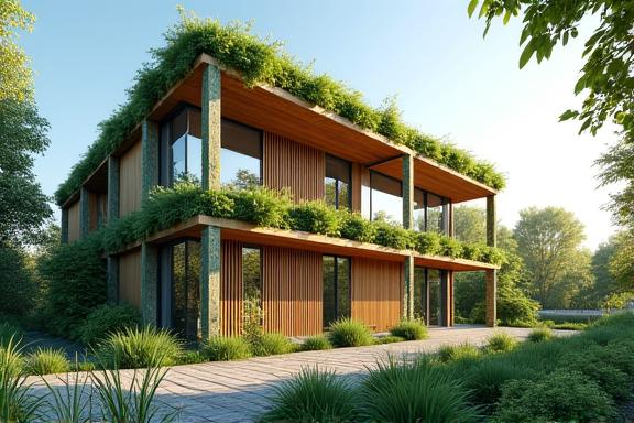 Sustainable building with green architecture.